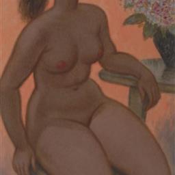 裸婦と花